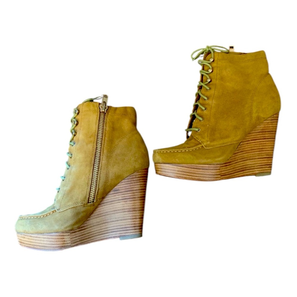 AUTHENTIC COACH LILIANA LACE UP PLATFORM WEDGES - Picture 3 of 7